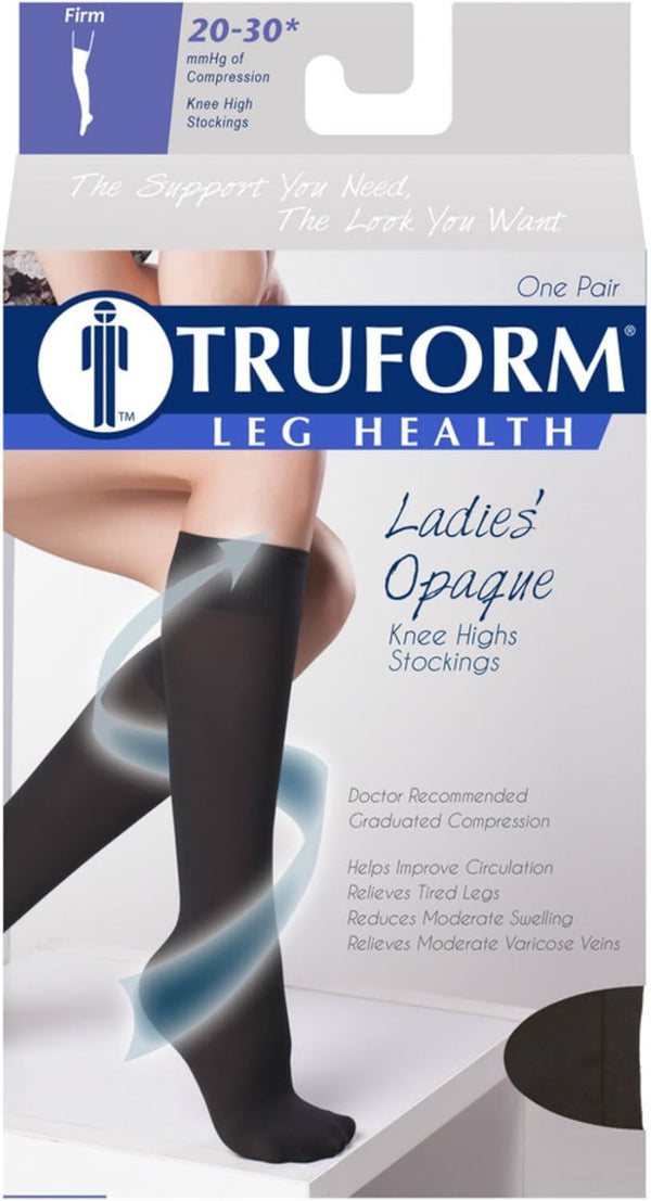 Ladies' Opaque Knee Highs, 20-30 mmHg